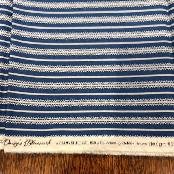 Blue and White Striped Fabric - 2 yards Daisy’s blue work - Picture 2 of 3